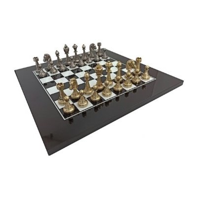 Šachový set č.111 - kovové staunton, lakovaná šachovnice – Zboží Dáma