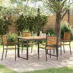 Omaxi 455918 Zahradní jídelní souprava 5 pcs Černá, Dřevo 140 x 80 x 75 cm – Hledejceny.cz