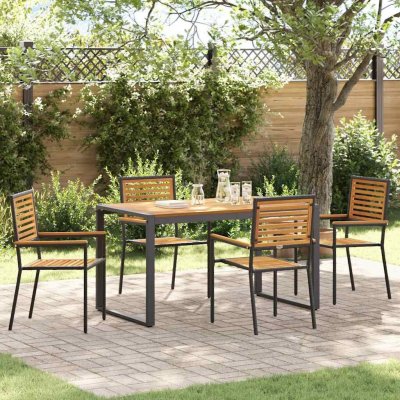 Omaxi 455918 Zahradní jídelní souprava 5 pcs Černá, Dřevo 140 x 80 x 75 cm – Hledejceny.cz