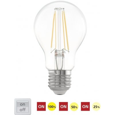 Eglo 110179 BULB Vypínačem stmívatelná LED žárovka E27, 7W, 2700K, crystal retro, 806lm – Zboží Mobilmania