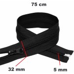 Zip spirálový Dělitelný Černý 32 mm délka 75 cm – Hledejceny.cz