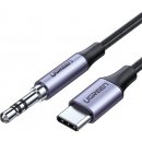 Ugreen AV143 mini jack 3,5 mm AUX na USB-C, 1m, šedý