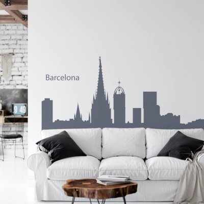 INSPIO Samolepka na zeď - Barcelona mapy a města rozměry 44x95