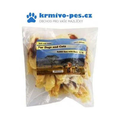 For Dogs and Cats Králičí ucho plněné kachním masem 230 g – Zboží Mobilmania