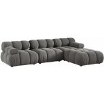 Micadoni Šedá sametová rohová pohovka Bellis 282 cm pravá – Hledejceny.cz