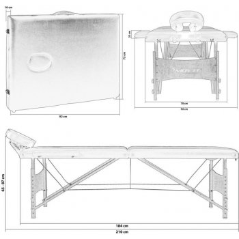 Movit M01332 přenosné masážní lehátko černé 184 x 70 cm