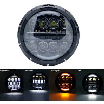 motoLEDy Přední světlo 7" Full LED 1ks Harley, Jeep, Land Rover, Hummer, Lada, Suzuki, Nissan, Toyota, Ford – Zboží Mobilmania