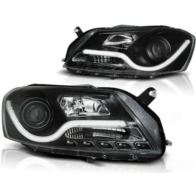 PŘEDNÍ SVĚTLOMETY, SVĚTLA, LAMPY VW PASSAT B7, 2011-, TUBE LIGHT, LED, ČERNÉ BLACK | Zboží Auto
