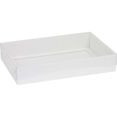 Dárková krabice s průhledným víkem 300x200x50/35 mm, bílá – Zboží Mobilmania