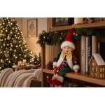 MagicHome Vianoce Dekorace MagicHome Vánoce, elf, textil, červeno-zelený, 14/35 cm – Hledejceny.cz