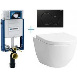 Kompletní WC sada Geberit Kombifix Eco tlačítko Sigma01 černá WC Laufen Pro + sedátko 110.302.00.5 BY2