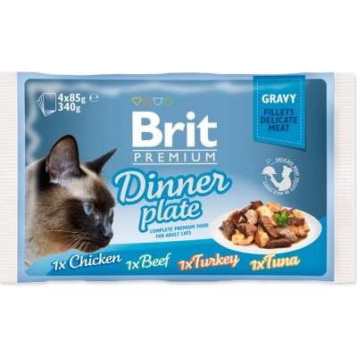 Brit cat pouch gravy fillets dinner plate 4 x 85 g