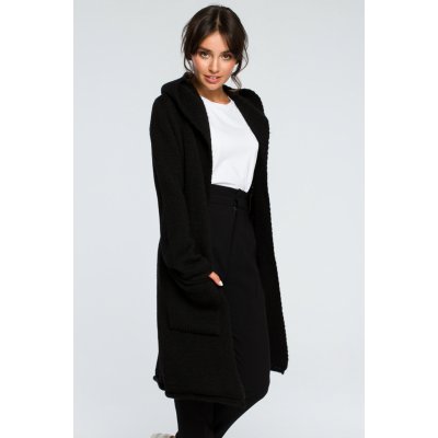 BK016 Longline hooded cardigan with side pockets black – Zboží Mobilmania