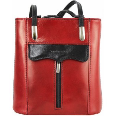 Kožená kabelka batoh 438 červená + černá – Zboží Mobilmania