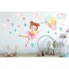 DumDekorace Krásna detská nálepka na stenu dievčatko s balónmi 60 x 120 cm