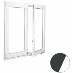 Aluplast Intertec plastové okno dvoukřídlé antracit/bílé 130x140 Ug= 0,5 W/m2K