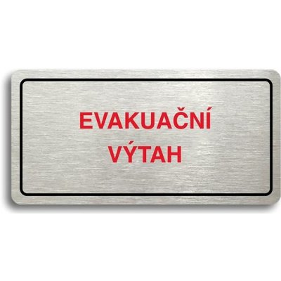 Accept Piktogram "EVAKUAČNÍ VÝTAH" (160 × 80 mm) (stříbrná tabulka - barevný tisk) – Zboží Mobilmania