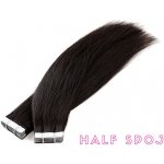 Vlasové PU pásky HALF poloviční tape in na prodlužování vlasů 30cm 1B přírodně černá – Zboží Dáma