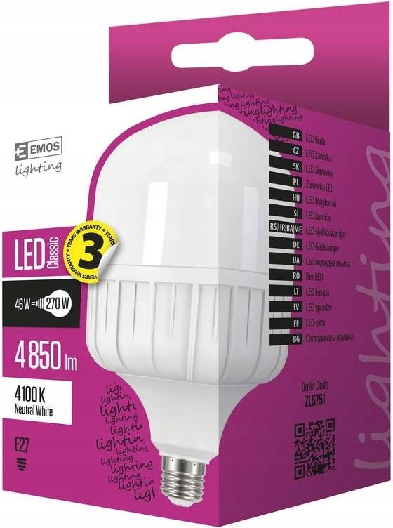 Emos LED žárovka Classic T140 46W E27 neutrální bílá