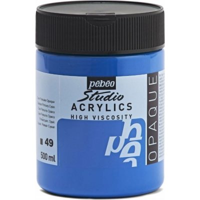 Pébéo Studio Acrylics akrylové barvy 500 ml 49 azurová (cyan) – Sleviste.cz