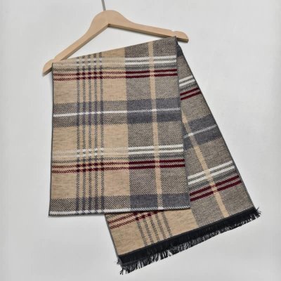 Šála česaného hedvábí šedo béžová oboustranná Hedvábný Svět – Zboží Dáma