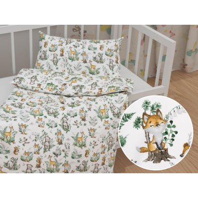 Biante Dětské povlečení Sandra SA-459 Lesní zvířátka na bílém Do postýlky 90 x 140 cm 50 x 70 cm – Hledejceny.cz