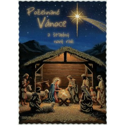 Pohlednice Požehnané Vánoce (glitr) – Sleviste.cz