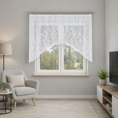 Dekorační oblouková krátká záclona na žabky KINGA 120 bílá 250x120 cm MyBestHome – Hledejceny.cz