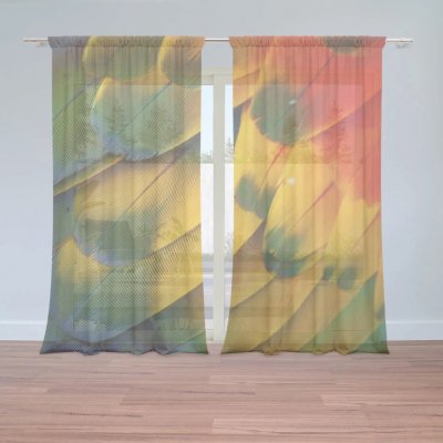 Sablio Záclony Barevné peří: 2ks 150x250cm – Hledejceny.cz