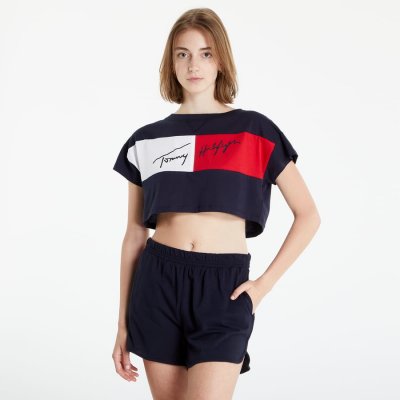 Tommy Hilfiger dámské triko CROPPED tmavě modré – Zbozi.Blesk.cz