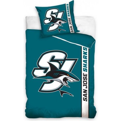 TipTrade povlečení NHL San Jose Sharks bílé bavlna perkál 140x200 70x90 – Zboží Mobilmania