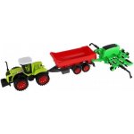 Teddies Traktor s vlekem s bránami plast 55cm na setrvačník v blistru – Zboží Dáma