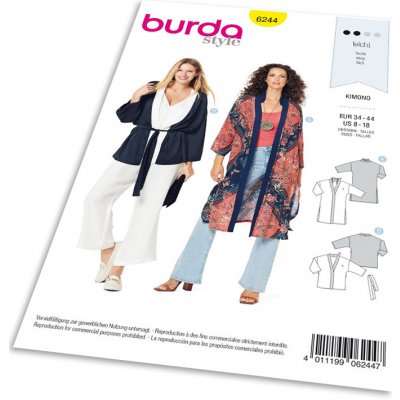 Střih Burda 6244 - Kimono, kardigan – Zboží Dáma