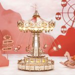 Robotime Rokr Svítící 3D dřevěné puzzle Hrací skříňka: Řetízkový kolotoč 289 ks – Zboží Dáma