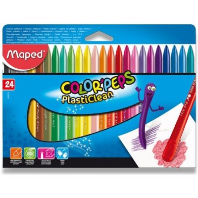 Maped Plastové pastely Color'Peps Plasticlean 24 barev trojhranné – Zboží Mobilmania