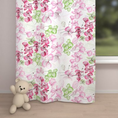 Biante Dětský bavlněný závěs Sandra SA-366 Růžovo-zelené květy na bílém 140x210 cm – Hledejceny.cz