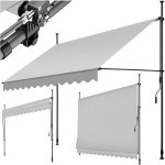 Tectake Upínací markýza s ruční klikou, výškově nastavitelná 300 x 180 cm, světle šedá – Zboží Mobilmania
