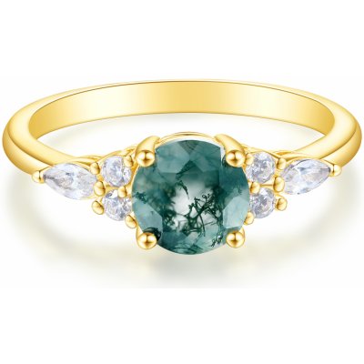 Olivie Stříbrný prsten Mechový Achát GOLD 8903 – Sleviste.cz