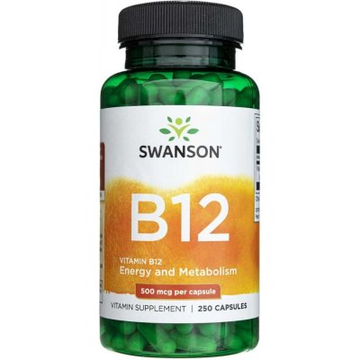 Swanson Vitamin B-12 Cyanocobalamin 500 mcg 250 kapslí – Hledejceny.cz