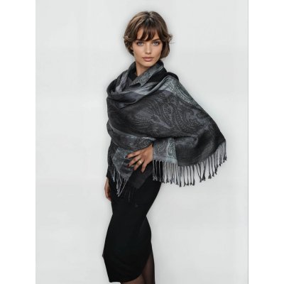 Classic Scarf černo šedá vlněná šála – Hledejceny.cz