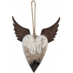 Clayre & Eef Dekorace závěsné srdce s andělskými křídly Angel Rustic L - 25*4*30 cm – Hledejceny.cz