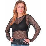 Černé síťované tričko s dlouhým rukávem – Zboží Dáma