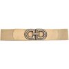 Pásek Accessories Italy dámský béžový elastický pásek opasek se zlatou sponou a štrasovými kamínky