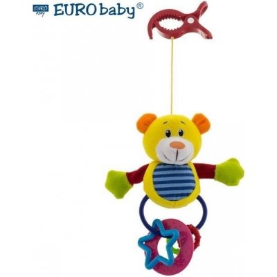 Euro Baby Plyšová hračka s klipem a chrastítkem Medvídek – Zboží Mobilmania
