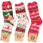 Zimní ponožky z 100% vlny alpaky 3 páry vánoční motiv – Sleviste.cz