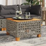 OMAXI 311725 Zahradní stolek šedý 55 x 55 x 36 cm polyratan akáciové dřevo – Hledejceny.cz