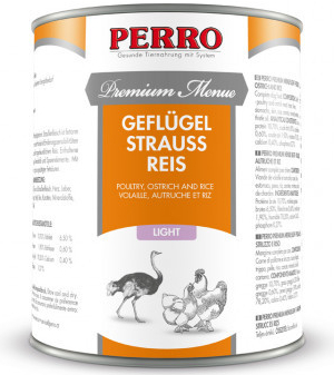 Perro Premium Menue Light Pštros a rýže 820 g