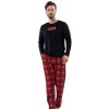 Pánské pyžamo 1P1378 pánské pyžamo dlouhé černo červené
