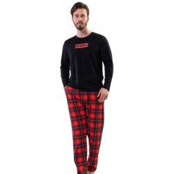 1P1378 pánské pyžamo dlouhé černo červené