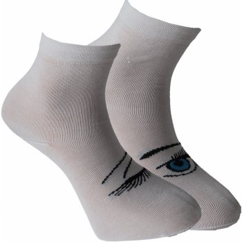 Veselé mrkací ponožky bílé